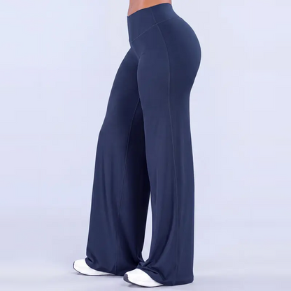 Leopard Print High Waist Wide Leg Pants · Stretchy Casual Trousers