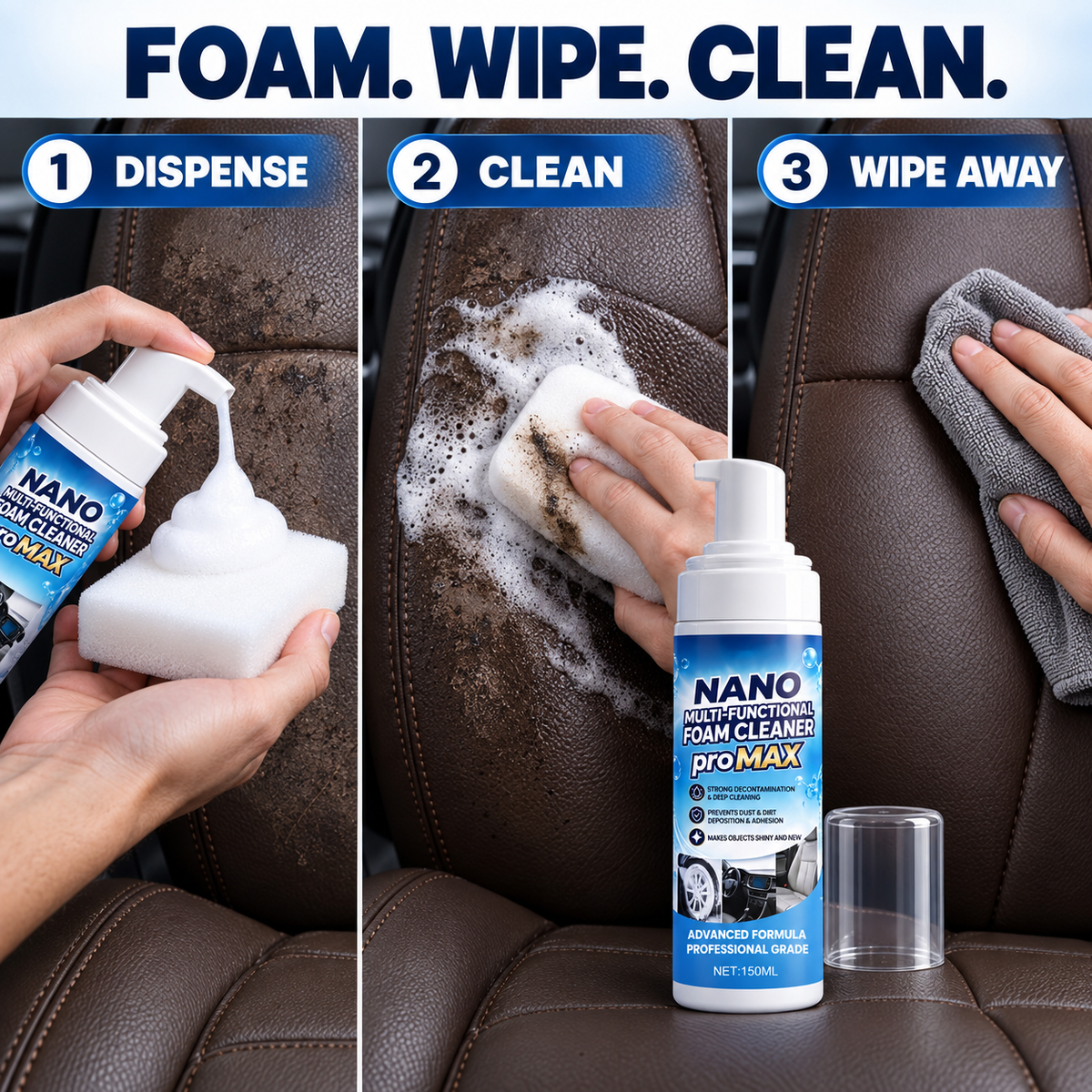 🔥 Limited-Time 49% OFF ✨Nano Pro MAX Multi-Functional Foam Cleaner for Car & Home Interiors