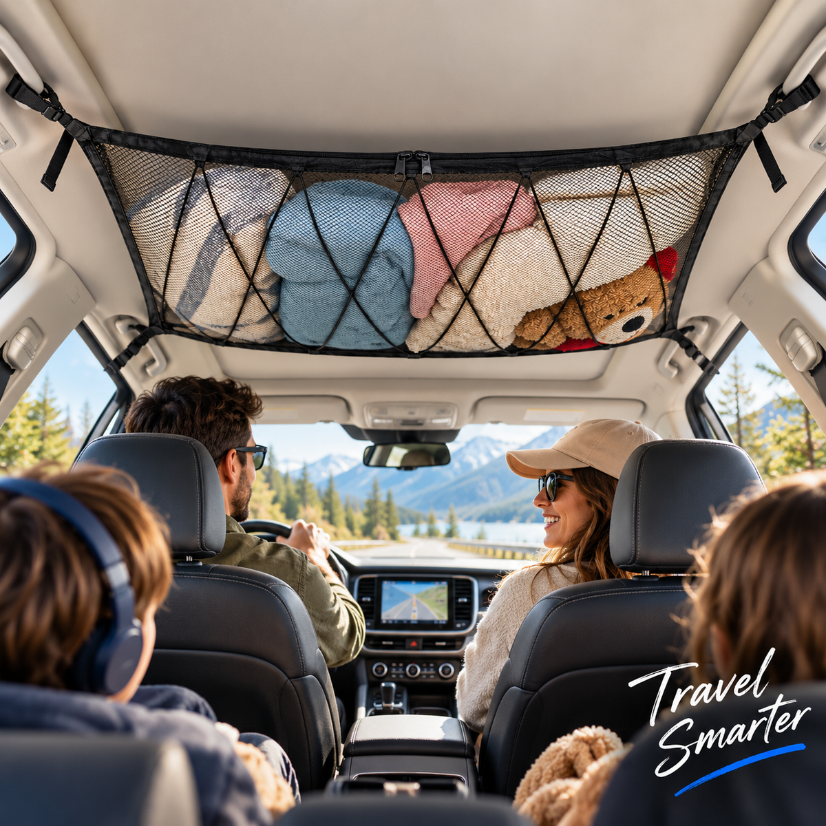 🔥 Limited-Time 49% OFF |🚙Overhead Storage Net – Double Zipper Car Ceiling Organize🏕️