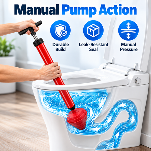 🚽 Manual Air-Pressure Toilet Plunger | Powerful Pump-Action Drain Unclogger 💨