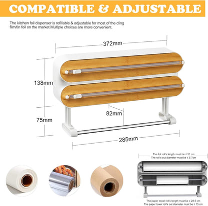 🔥 Limited-Time 49% OFF 🧲 3-in-1 Magnetic Wrap Dispenser ✨ Cut Cling Film & Foil, Keep Paper Towels Within Reach