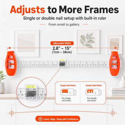 🔥 Limited-Time 49% OFF🖼️ All-in-One Picture Hanging Tool with Level & Dual Nail Positioners + 10/40 Nails