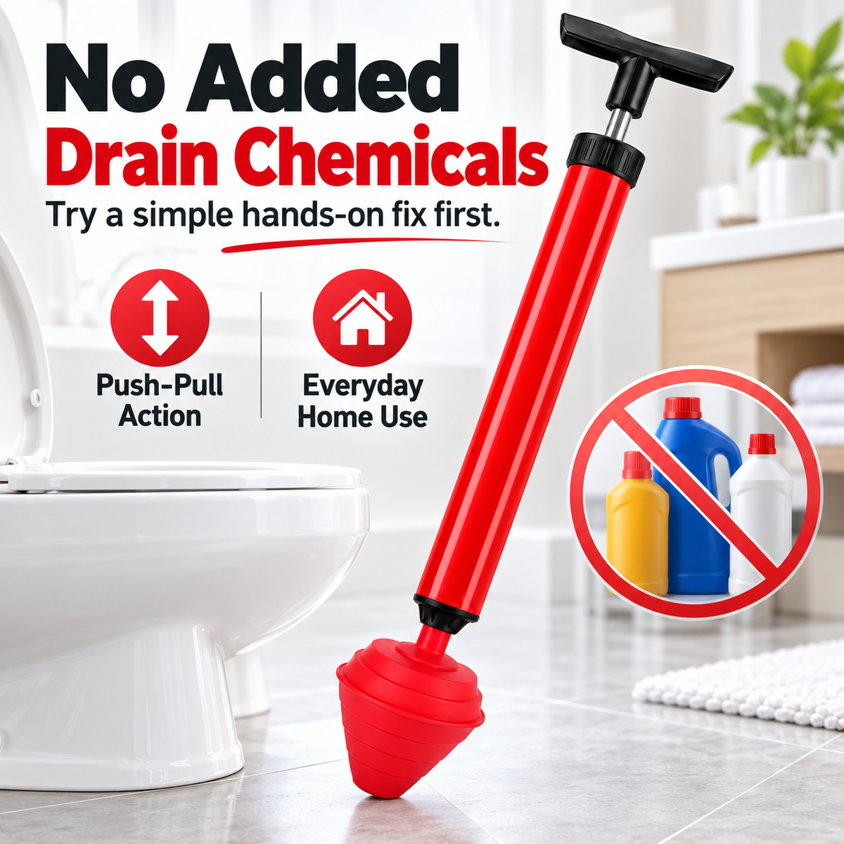 🚽 Manual Air-Pressure Toilet Plunger | Powerful Pump-Action Drain Unclogger 💨