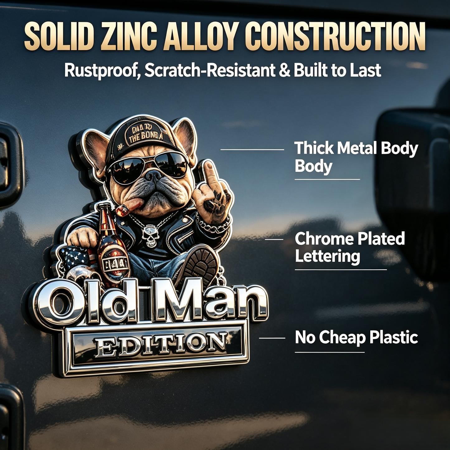 🚗Funny Old Man Edition 3D Metal Car Emblem, 3D Retro Cowboy Truck SUV Sticker Decal, Gift For Dads Bikers Truck Owners🐶