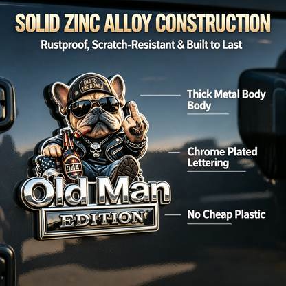 🚗Funny Old Man Edition 3D Metal Car Emblem, 3D Retro Cowboy Truck SUV Sticker Decal, Gift For Dads Bikers Truck Owners🐶