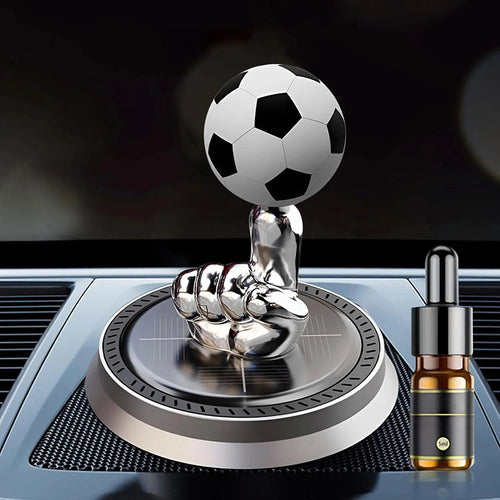 Solar Powered Rotating Soccer Ball Car Air Freshener – Essential Oil Diffuser for Football Fans