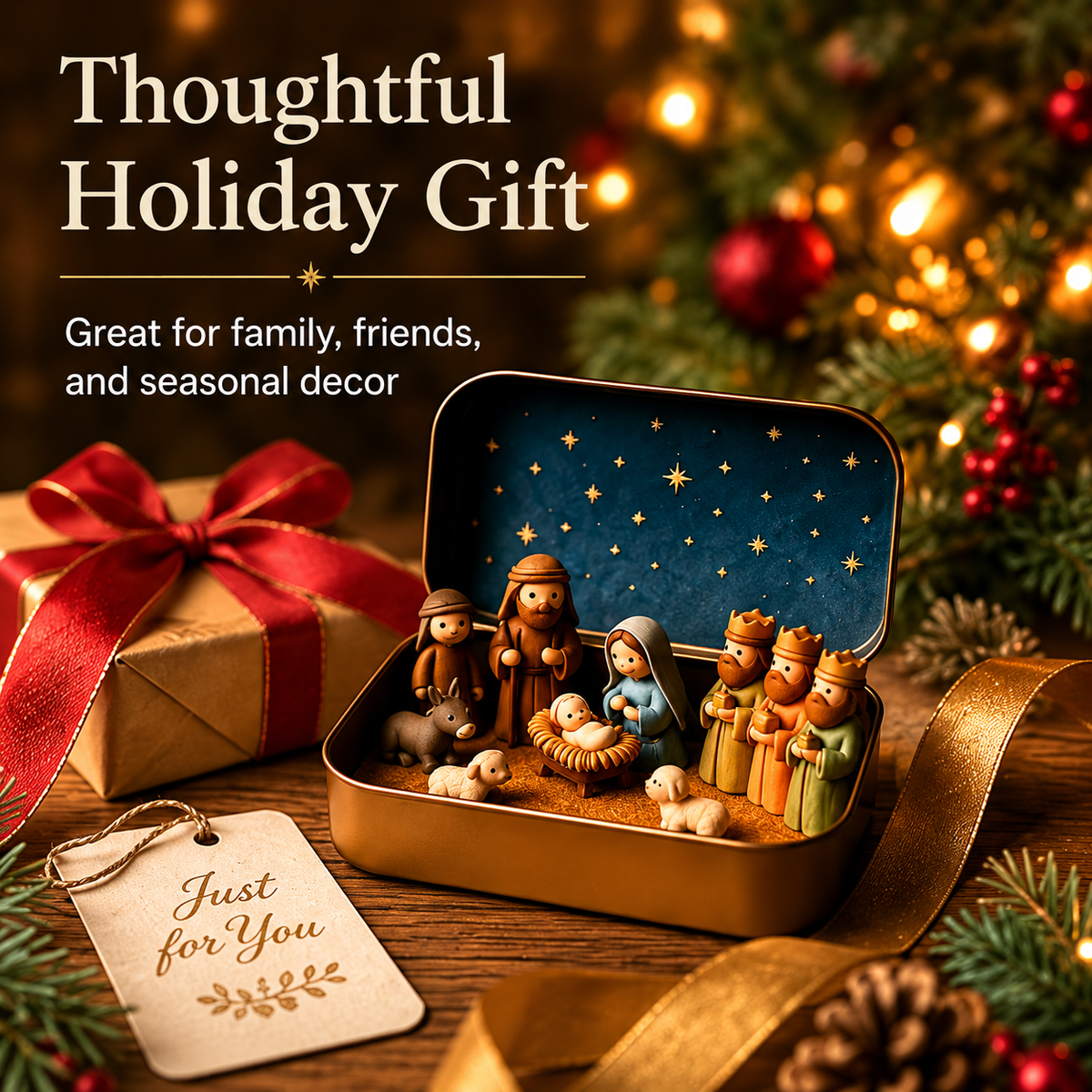 ⏳ Last Day 49% OFF –✝️Miniature Nativity Scene Set — A Little Tin, a Timeless Christmas Story🕊️