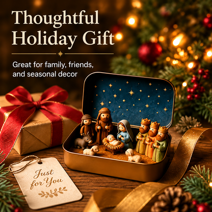 ⏳ Last Day 49% OFF –✝️Miniature Nativity Scene Set — A Little Tin, a Timeless Christmas Story🕊️