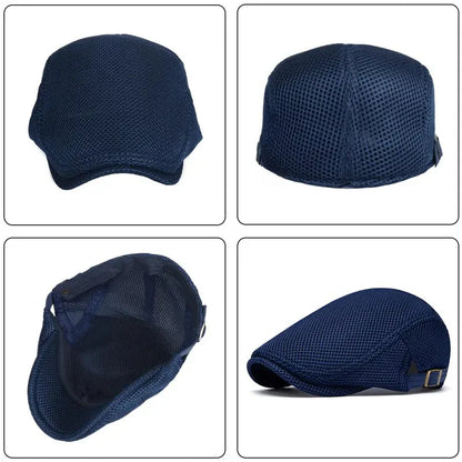 🔥Men's Breathable Mesh Flat Cap – Adjustable Newsboy Ivy Beret Summer Hat