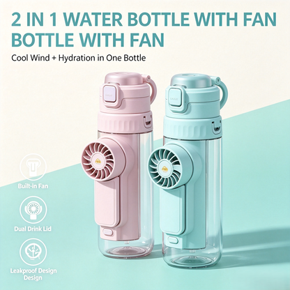 💦Summer Hot Sale-50% OFF🔥2 in 1 Portable Detachable Fan Water Bottle🥤