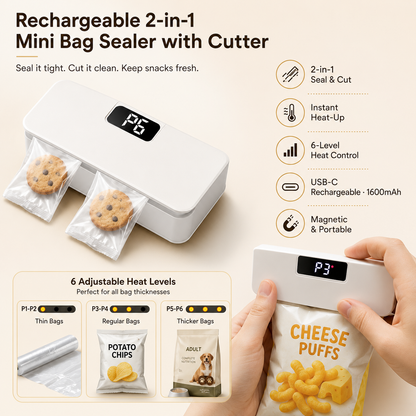 ⚡Last Day 48% OFF⚡Rechargeable 2-in-1 Mini Bag Sealer with Cutter