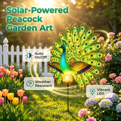 🔥 Last Day 49% OFF 🦚Solar Peacock Garden Light, Dynamic Moving Wings & Tail Decorative Yard Lamp✨