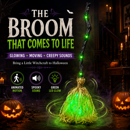 Animated Halloween Witch Broom