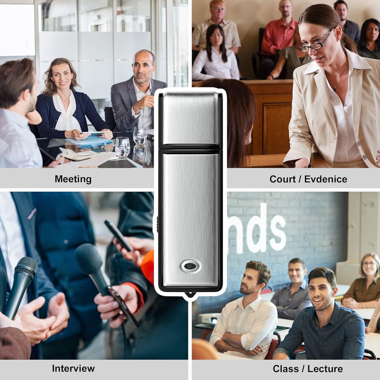 USB Flash Drive 32GB Voice Recorder 2-in-1 – Voice Activated, Smart Noise Reduction, Auto File Save