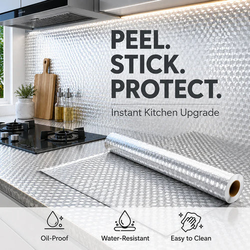 🔥Self-adhesive aluminum foil kitchen splash-proof wallpaper, designed for keeping kitchens and various walls clean