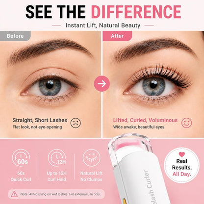 🏆75K+ SOLD!🔥 Heated Eyelash Curler – USB Rechargeable Electric Lash Lift Tool
