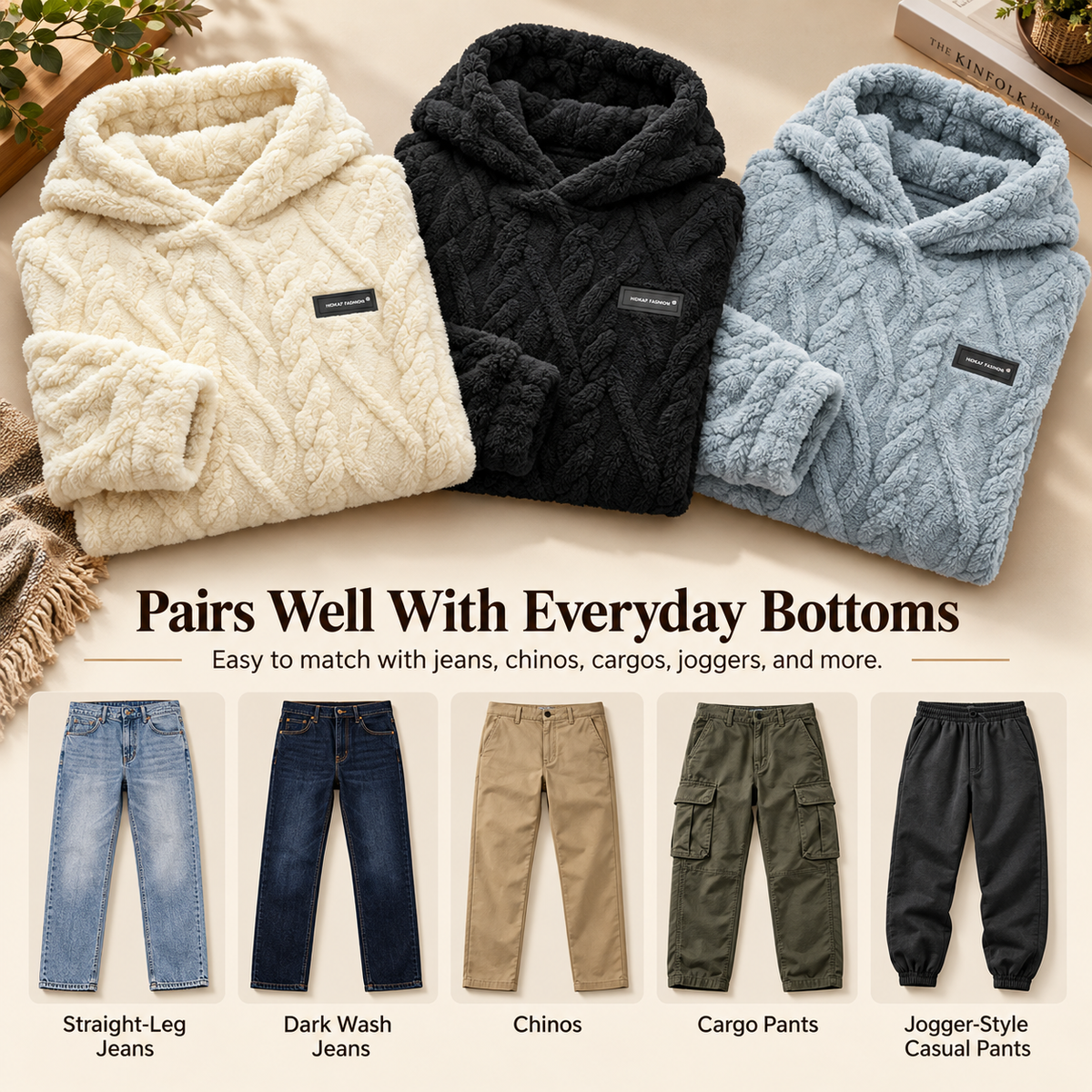 🔥Limited Time 50% OFF🔥Men's Fleece-Lined Jacquard Hooded Pullover — Warm Winter Casual Hoodie 🧥