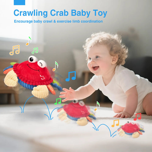 🦀Musical Interactive Bouncing Crab Plush Toy - 48 Songs & Recording Feature, Dancing Walking Moving Bouncing🥰
