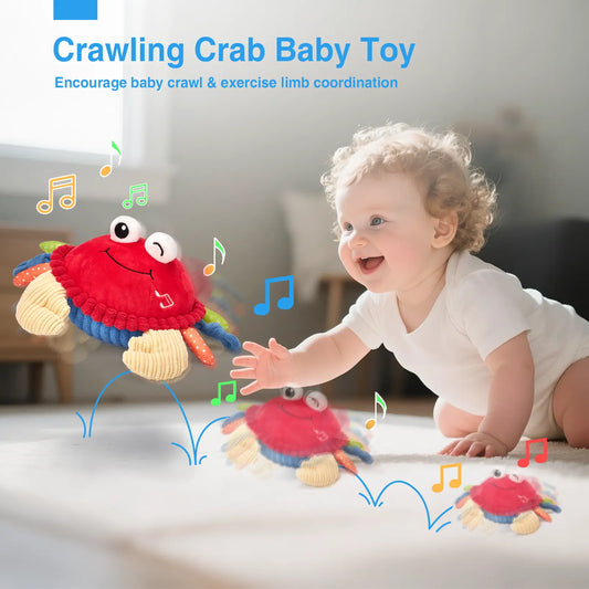🦀Musical Interactive Bouncing Crab Plush Toy - 48 Songs & Recording Feature, Dancing Walking Moving Bouncing🥰