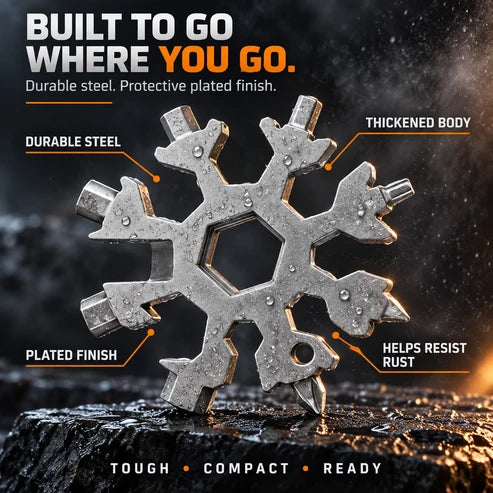 🔥LAST DAY 49% OFF❄️ 18-in-1 Snowflake Multi-Tool 🔧 Stainless Steel EDC Keychain Tool