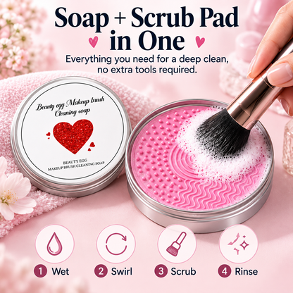 🔥 Limited-Time 49% OFF 🫧 Makeup Brush Cleaning Soap with Silicone Scrub Pad | 100g ✨
