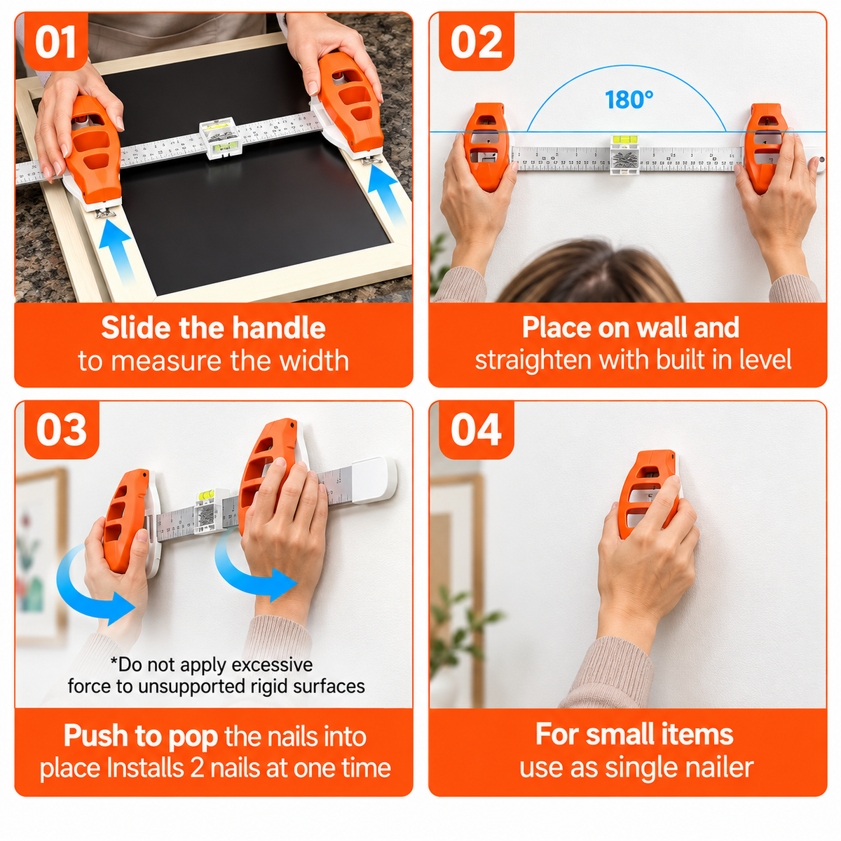 🔥 Limited-Time 49% OFF🖼️ All-in-One Picture Hanging Tool with Level & Dual Nail Positioners + 10/40 Nails