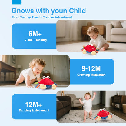 🦀Musical Interactive Bouncing Crab Plush Toy - 48 Songs & Recording Feature, Dancing Walking Moving Bouncing🥰