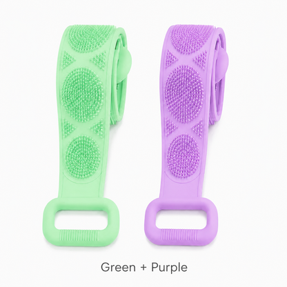 🚿 Dual Handle Silicone Back Scrub Strap | Deep Exfoliating Shower Brush