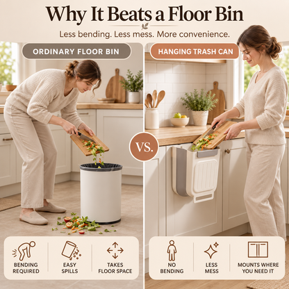 🔥 Limited-Time 49% OFF 🗑️Foldable Hanging Kitchen Trash Can | No-Bend, Space-Saving Cabinet Bin🥕