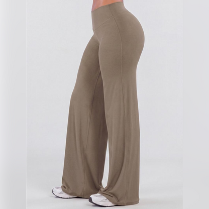 Leopard Print High Waist Wide Leg Pants · Stretchy Casual Trousers