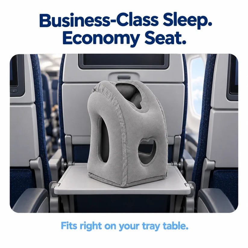 ✈️ Inflatable Airplane Sleep Pillow | Foldable Travel Headrest