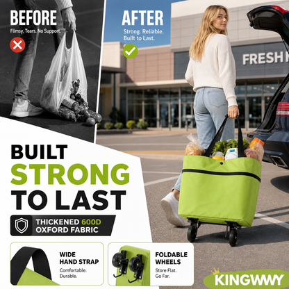 🛒 2-in-1 Foldable Shopping Cart | Shop, Carry & Roll with Ease