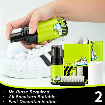 🔥 Limited-Time 49% OFF 👟Sneaker Cleaner Kit 🧼 Foam Shoe Cleaner with Brush, Towel & Wipes