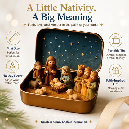 ⏳ Last Day 49% OFF –✝️Miniature Nativity Scene Set — A Little Tin, a Timeless Christmas Story🕊️