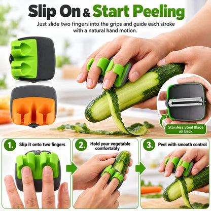 🥳2026 HOT SALE🥳💞50K+ SOLD! 🥕 49% OFF! Ergonomic Two-Finger Fruit and Vegetable Peeler