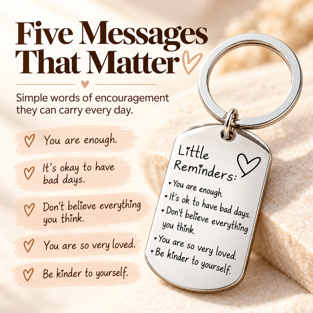 💖 Little Reminders Keychain ✨ Stainless Steel Encouragement Gift
