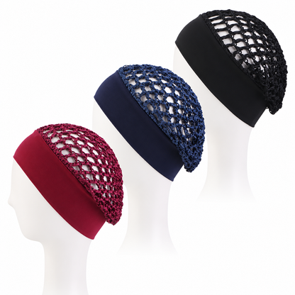 🔥Limited-Time 49% OFF🧶 Wide-Band Crochet Hair Net | 💨 Breathable Stretch Sleep & Beauty Hair Cap