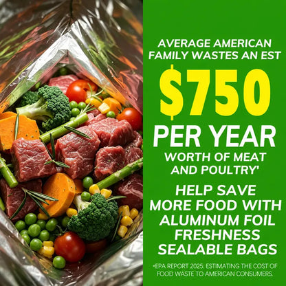 🔥 Limited-Time 49% OFF🥇 Reusable Aluminum Foil Food Storage Bags ♻️ Airtight Antibacterial Freezer Bags