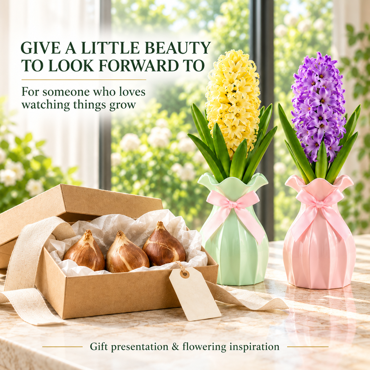 Hyacinth Bulb & Vase Gift Set – A Gift That Grows and Blooms🎁