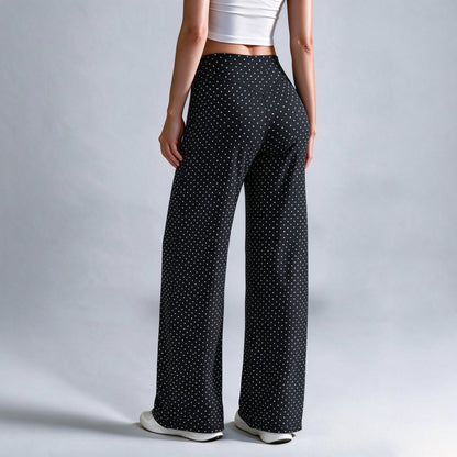 Leopard Print High Waist Wide Leg Pants · Stretchy Casual Trousers