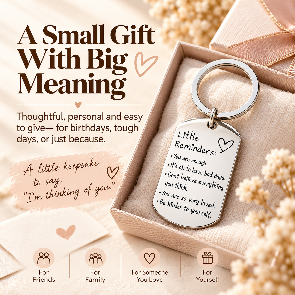 💖 Little Reminders Keychain ✨ Stainless Steel Encouragement Gift