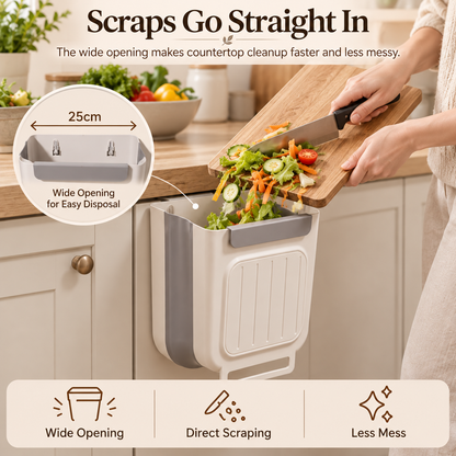 🔥 Limited-Time 49% OFF 🗑️Foldable Hanging Kitchen Trash Can | No-Bend, Space-Saving Cabinet Bin🥕