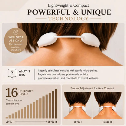 💆 Cordless Neck Massager · EMS + Heat Pendant for Neck & Body