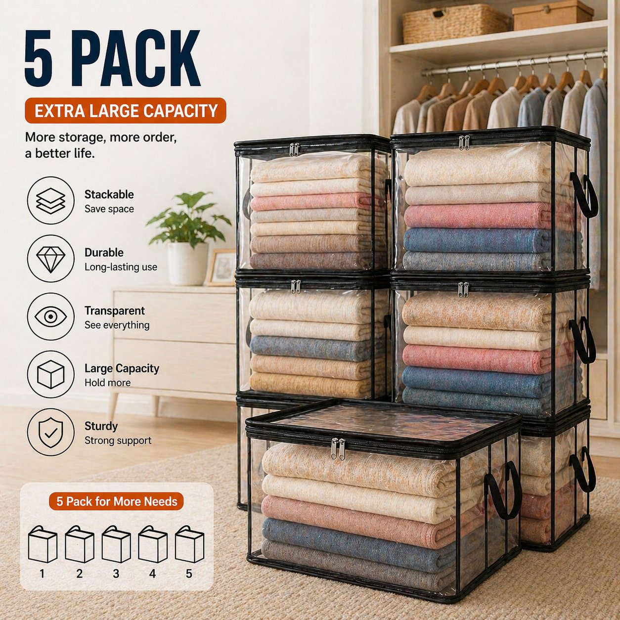 🎉250th Anniversary Special Day Sale 70% OFF📦Large Heavy-Duty Thick Plastic Clear Storage