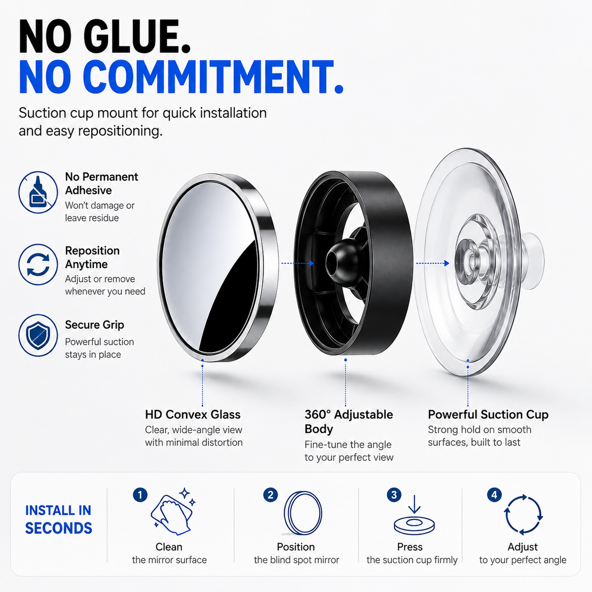 🔥LAST DAY 49% OFF🚗 2-Pack 360° Adjustable Blind Spot Mirrors – Wide-Angle HD Car Side Mirror