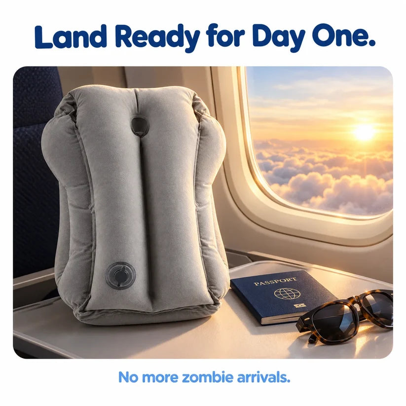 ✈️ Inflatable Airplane Sleep Pillow | Foldable Travel Headrest