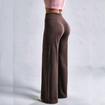 Leopard Print High Waist Wide Leg Pants · Stretchy Casual Trousers