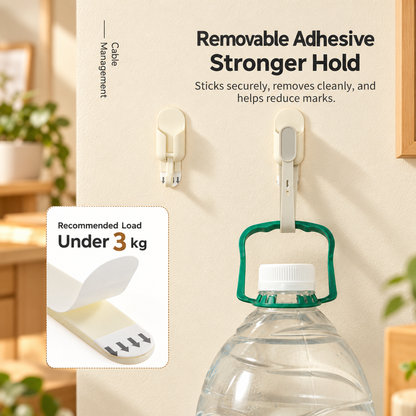 3-in-1 Adhesive Hook & Cable Organizer | No-Drill Storage
