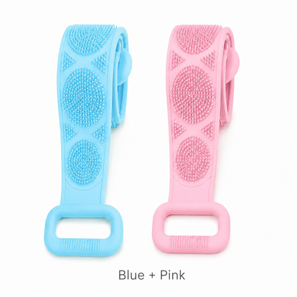 🚿 Dual Handle Silicone Back Scrub Strap | Deep Exfoliating Shower Brush