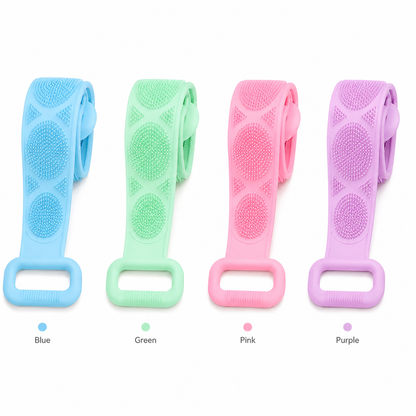 🚿 Dual Handle Silicone Back Scrub Strap | Deep Exfoliating Shower Brush